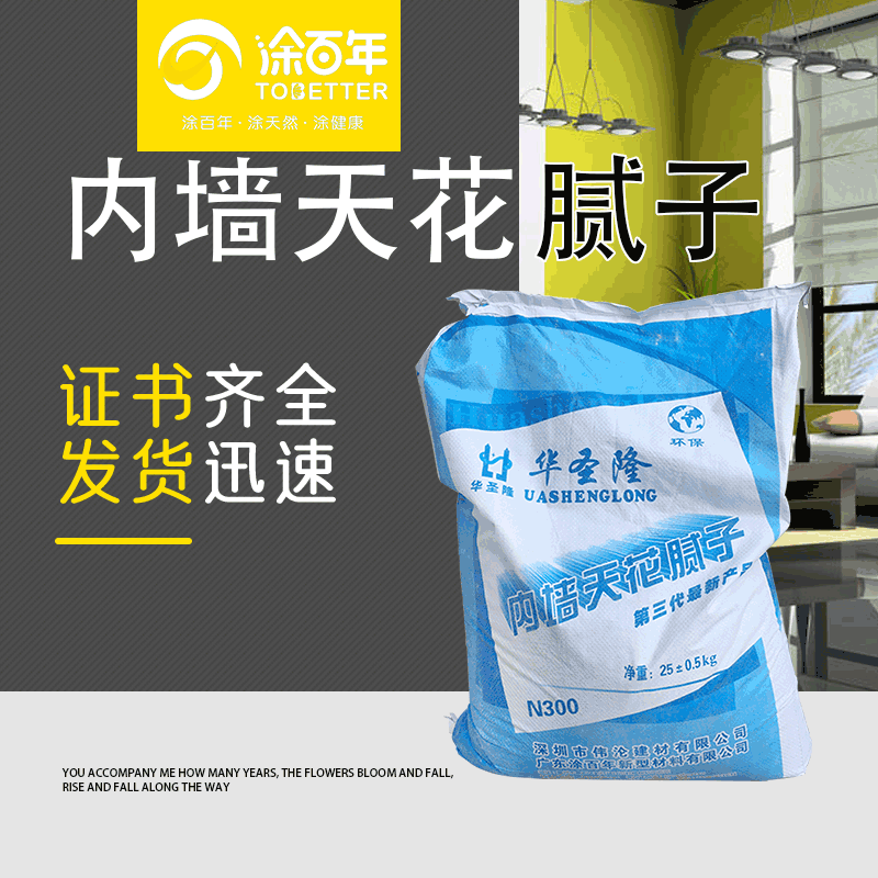 白色内墙天花腻子粉 批发防霉防水腻子粉 涂百年易用刷墙装饰材料