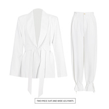 2024春季新款白色西装套装精英气质通勤时尚设计感阔腿裤两件套装