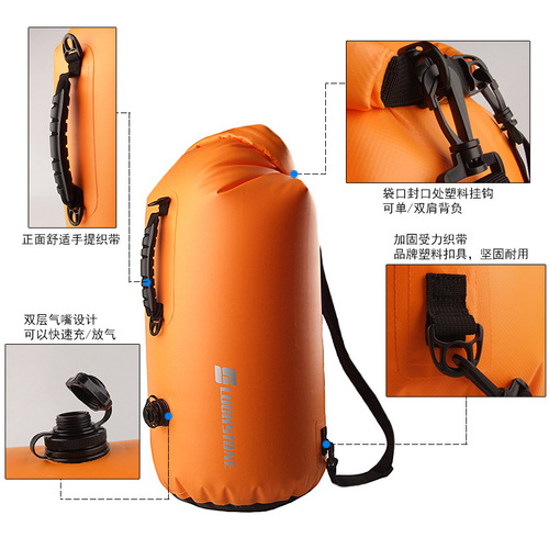 Wholesale PVC outdoor waterproof bag rafting backpack swimming bag inflatable shoulder waterproof bag bucket bag portable