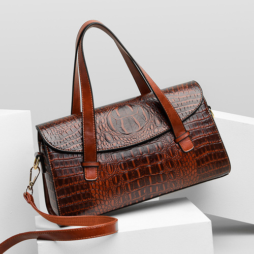 Bags for women  new European and American fashion crocodile pattern handbags Boston pillow bag trendy hand shoulder bag