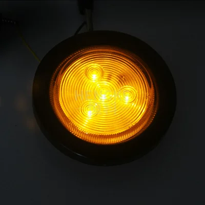 Aliexpress 4Led Taillight Direct Outlet 2.5inch Rubber Ring Round Light Plastic Taillight Truck Light Yd-05 (Tail light) - orange-12v