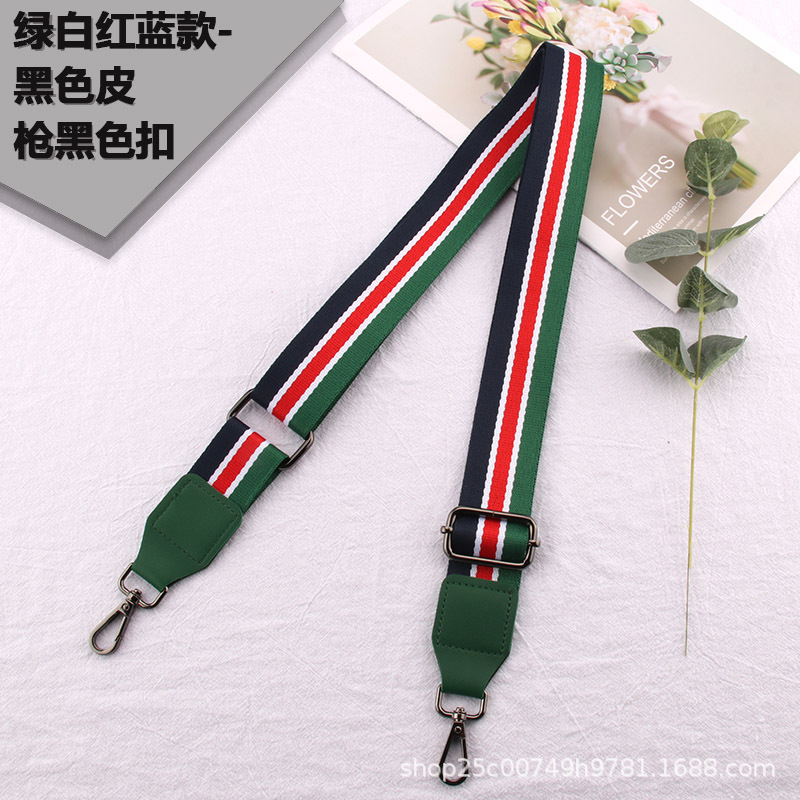 Green, white, red and blue model-dark green leather-black buckle