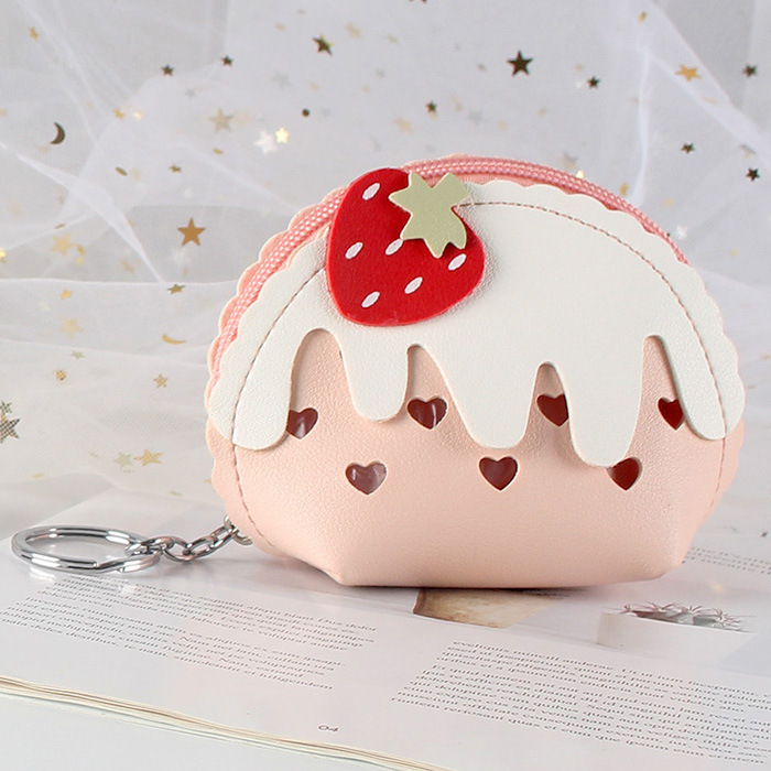 Strawberry Ice Cream Cute Mini Coin Purse Small Coin Coin Bag Douyin Zipper Student Wallet Women's Short Style