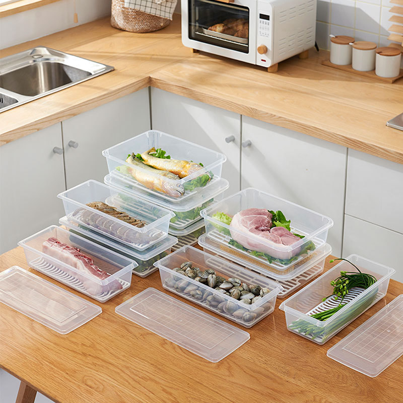 メーカーの現物卸売りキッチンの水切り保存箱長方形冷蔵庫冷蔵収納箱密封プラスチック収納箱|undefined