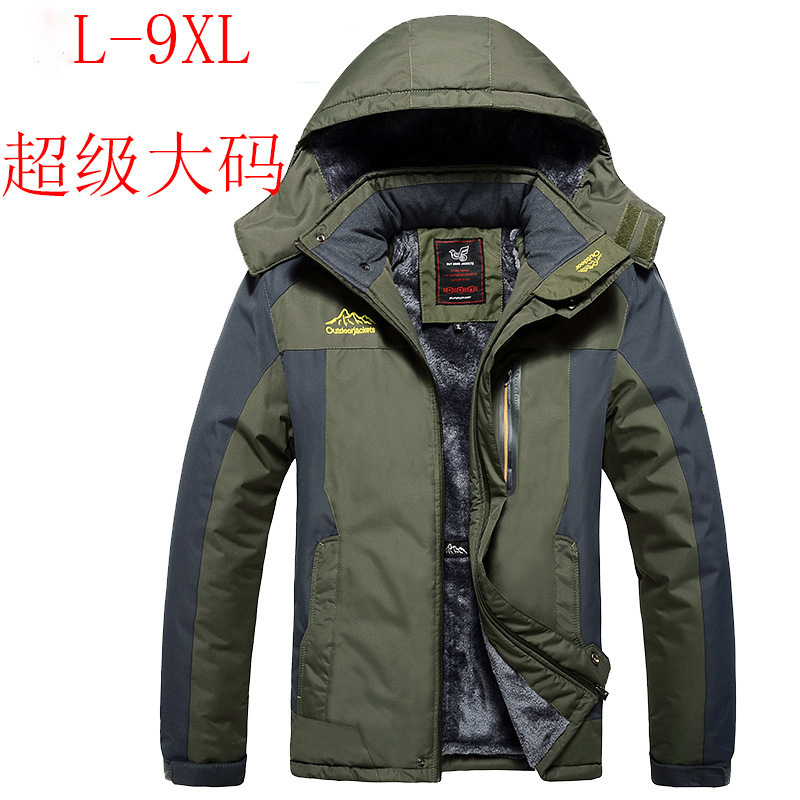 Foreign Trade Amazon Large Size Men's Fleece-lined Thickened Charge Clothes Outdoor Cold-proof Cotton-padded Clothes Group Clothes Men's Cotton-padded Clothes