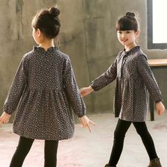 2023 New Girl's Dress Cotton Spring Autumn Winter Fleece Floral Children's Dress Trendy Princess Dress