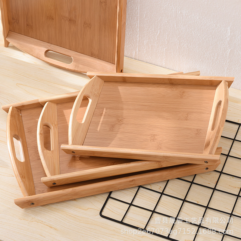 Bandeja de madera de estilo japonés bandeja de bambú rectangular mango de bambú bandeja de té bandeja de comedor bandeja de barbacoa bandeja de té de hotel