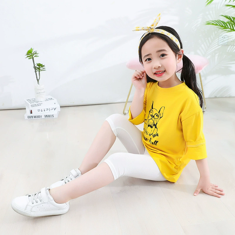 Summer leggings, black children's white colored trousers, for teenagers