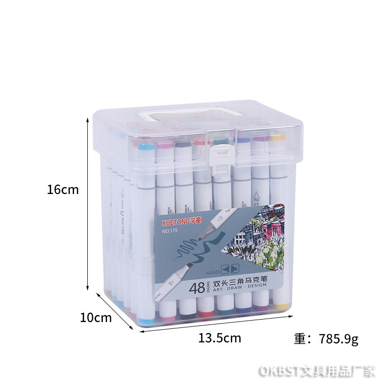 Pluma de marca de doble cabeza aceitosa 24/36/48/60 color a base de agua traje de pluma de color pintado a mano para niños diseño de graffiti