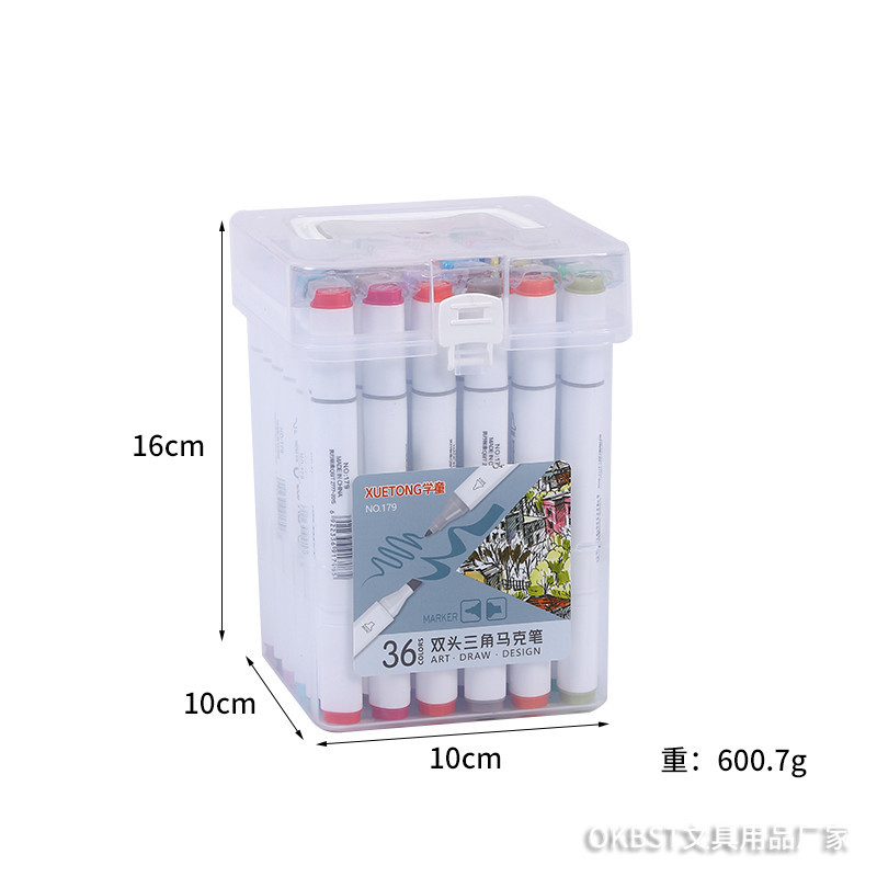 Pluma de marca de doble cabeza aceitosa 24/36/48/60 color a base de agua traje de pluma de color pintado a mano para niños diseño de graffiti