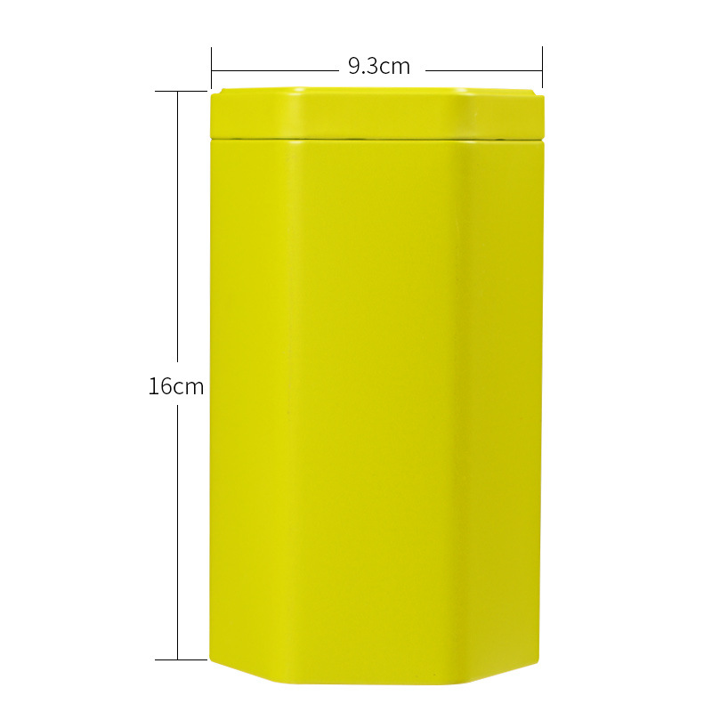 Té universal puede caja de hierro creativo hexagonal hojalata puede té negro té blanco té verde pu'er helado tarro de hierro