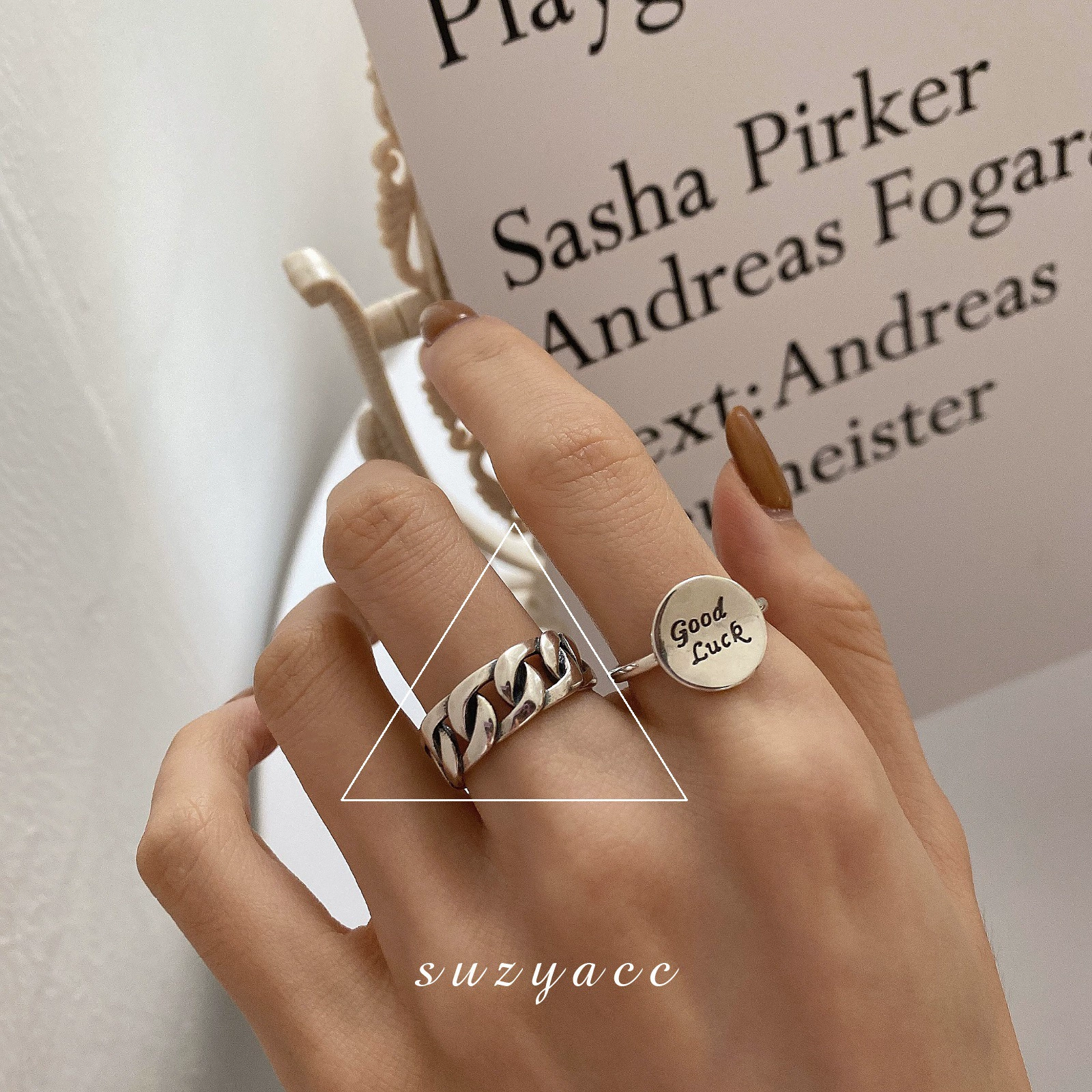 Ring (Small Design) Adjustable, 925 Silver, Simple Elegant Minimal