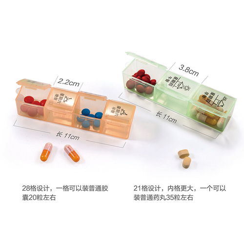 Simple and Easy to Use 21-Compartment Weekly Medicine Box with 28 Total Slots, 7-Day Divided Compartments, Elderly-Friendly, Eco-Friendly PP Plastic Medicine Organizer