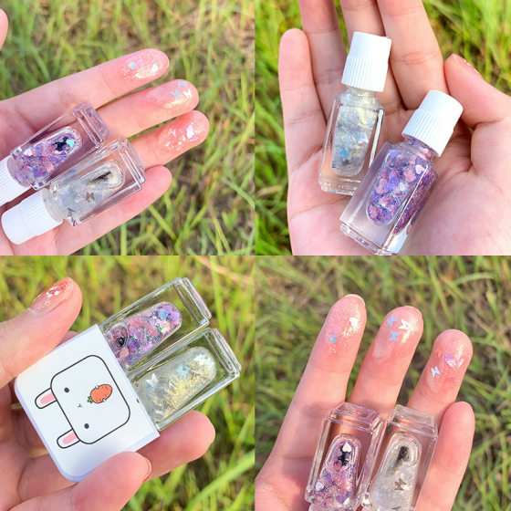 2025 Water-based Shiny Face Scrub Tearable Gemini Nail Polish Two Bottles suit Twin Nail Polish Combination