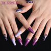 Purple nail stickers for manicure, fake nails, glue, 24 pieces, European style, ready-made product