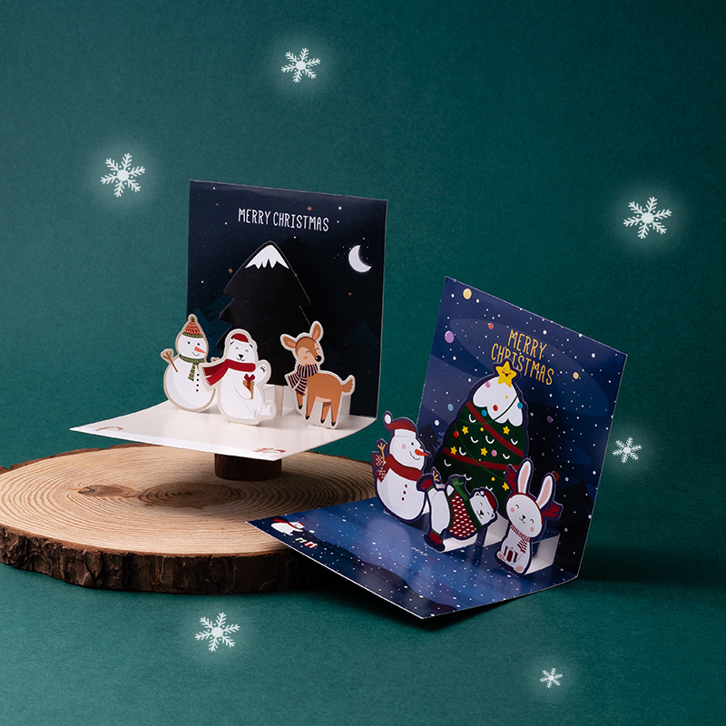 创意圣诞贺卡礼物卡diy韩国ins风手工立体卡片纸留言感恩节小卡片