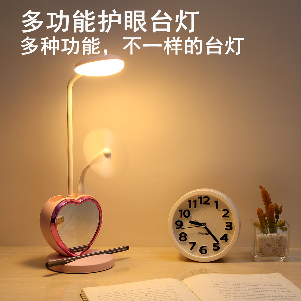 Lámpara de escritorio multifuncional creativa LED lámpara de escritorio de aromaterapia de protección para los ojos lámpara táctil de lectura para estudiantes con espejo magnético