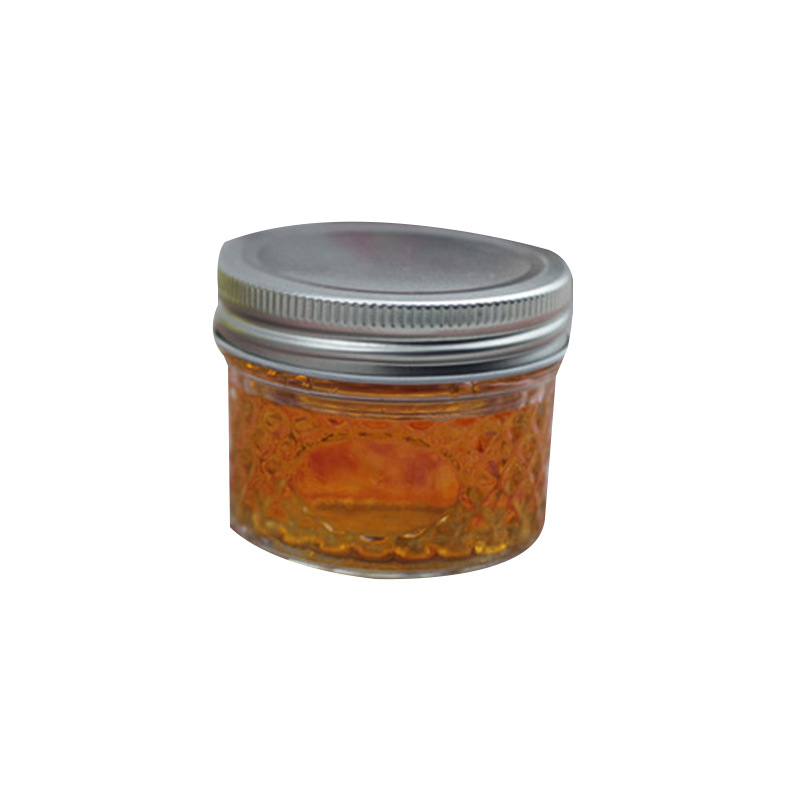 Venta al por mayor forma de diamante botella de mermelada forma de diamante taza de masón 250ml tamaño pequeño frasco sellado de Amazon para el hogar