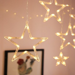 LED curtain lights festival ins lights five-pointed star lights internet celebrity room interior window decoration flash light string