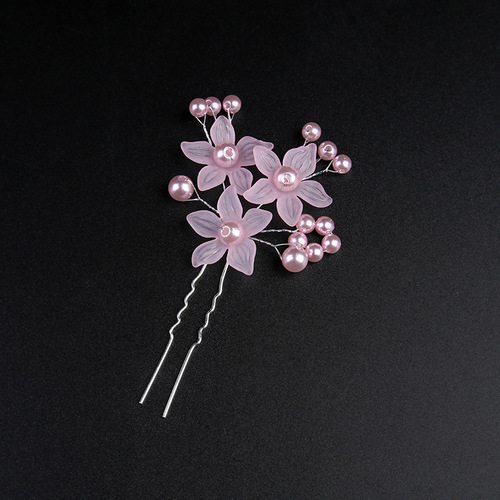 Korean wedding headdress frosted flower hair accessories bride wedding handmade jewelry pearl hairpin style hair fork comb