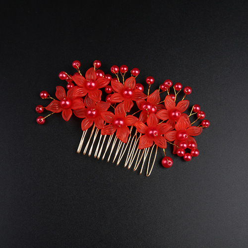 Korean white crystal crown tiara bride wedding garland hair comb hair ornaments pearl head flower simple comb jewelry