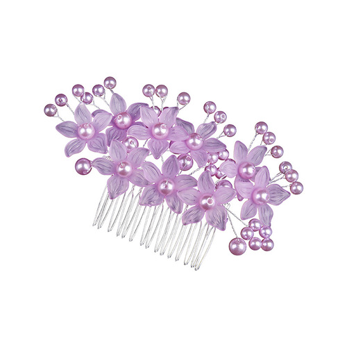 Korean white crystal crown tiara bride wedding garland hair comb hair ornaments pearl head flower simple comb jewelry