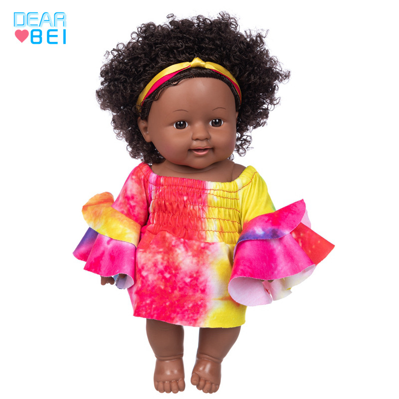 Transfronterizo de 12 pulgadas artificial bebé renacido muñeca Africana bebé muñeca de vestir muñeca de juguete modelo de muñeca de vinilo