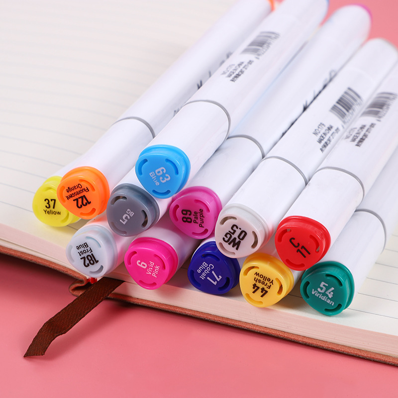 Pluma de marca de doble cabeza aceitosa 24/36/48/60 color a base de agua traje de pluma de color pintado a mano para niños diseño de graffiti