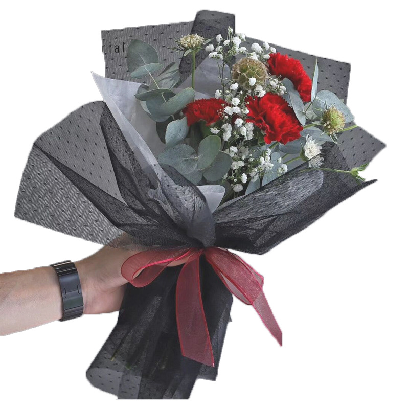 Nueva Corea del Sur multicolor translúcido malla punto hilo boda flor tienda Rosa ramo malla material de papel de embalaje