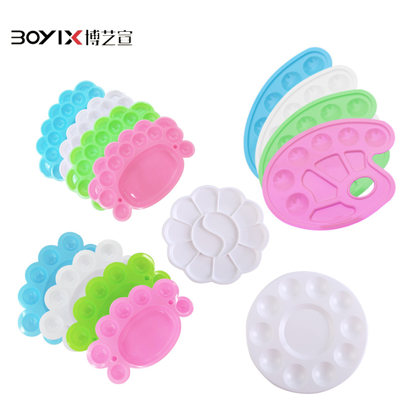 Transfronteriza Amazon paleta de pintura para niños educación temprana Placa de pintura de graffiti Placa de pintura de boca de pescado Plum Blossom Plate de pigmento de pies pequeños