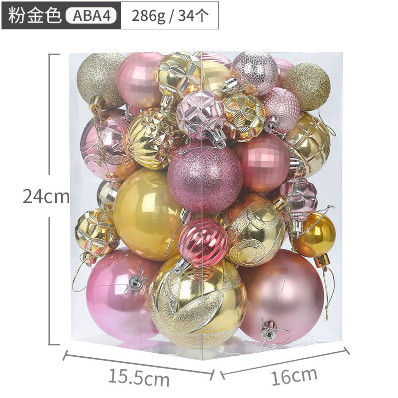 Hong Kong Heng Bola de Navidad decoración bola colgante azul resalte pintado en caja bola 34 Paquete de decoración de árbol de Navidad decoración colgante