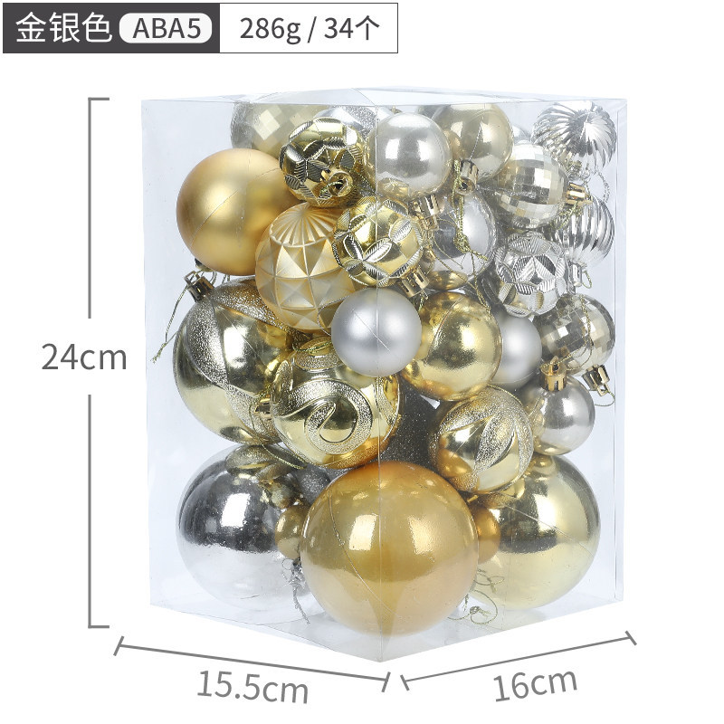 Hong Kong Heng Bola de Navidad decoración bola colgante azul resalte pintado en caja bola 34 Paquete de decoración de árbol de Navidad decoración colgante