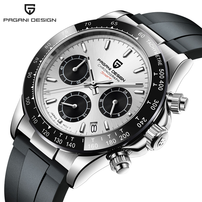Bojiani PAGANI reloj de cuarzo de múltiples funciones de sincronización de acero inoxidable impermeable de moda luminosa reloj de los hombres de moda 1664