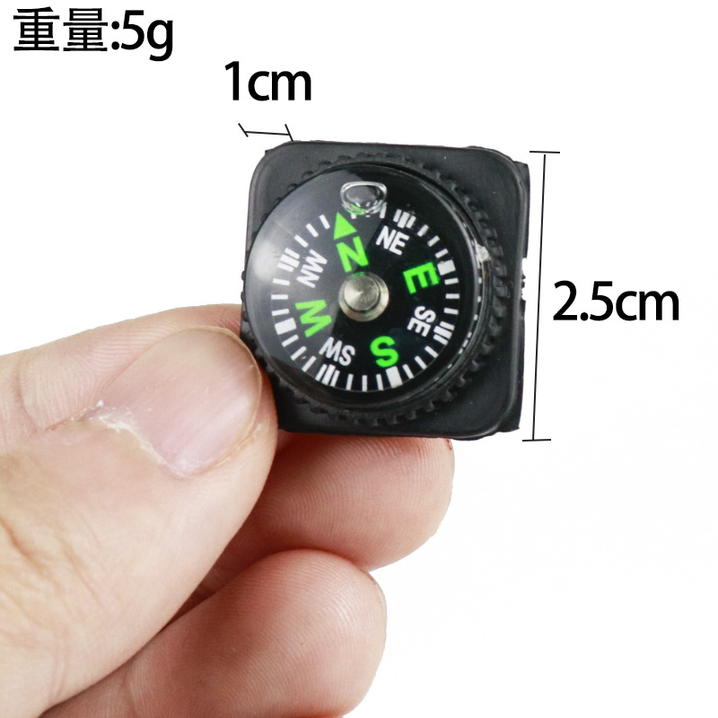 Ventas directas de la fábrica en stock 25mm plástico respetuoso del medio ambiente cubierta suave brújula pulsera al aire libre puntero aguja