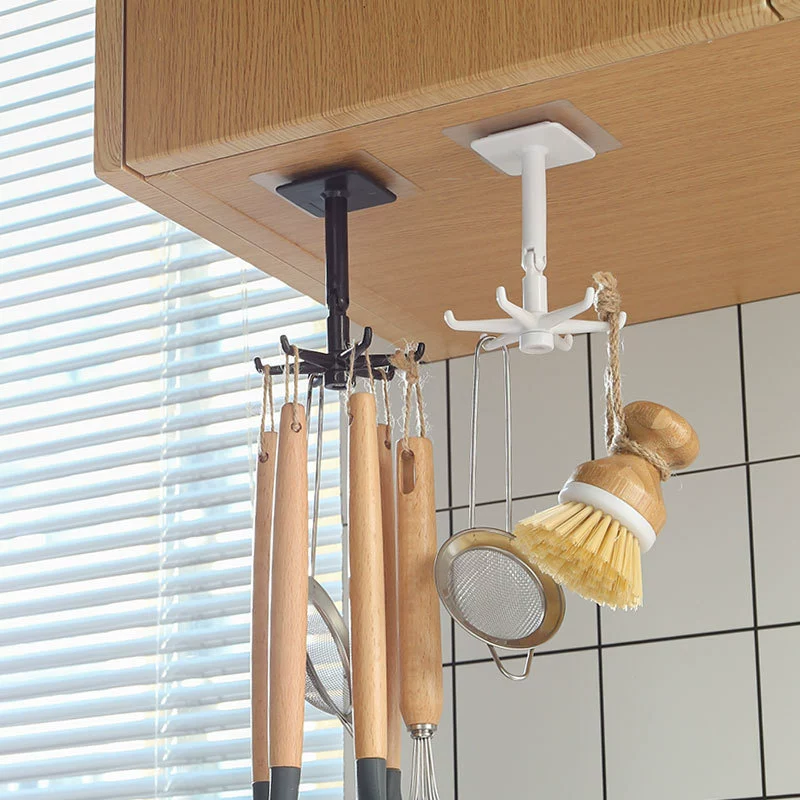 ZHENZHIMIND Patented Rotating Six-Claw Hook, 360° No-Drill Bathroom Kitchen Storage Rack