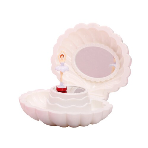 Lilac Heart Rainbow Luminous Shimmering Shell Music Box Eight-Track Music Box Children Girls Jewelry Box Rotating Dancing Gift