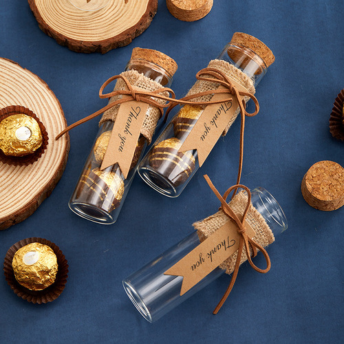 Cork stopper glass bottle test tube small bottle transparent candy box wedding candy box souvenir small fresh wishing bottle forest series