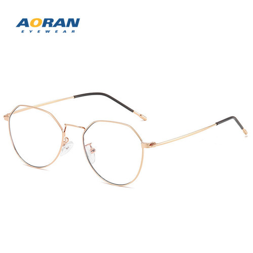 Retro polygonal glasses frame for women, Internet celebrity style optical glasses frame for men, myopia glasses, trendy anti-blue light flat glasses