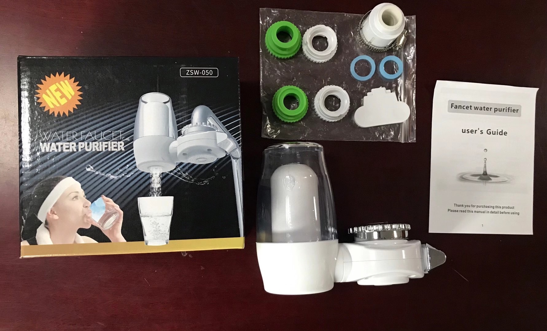 Todos los nuevos ventana transparente grifo de la cocina purificador de agua doméstica nivel frontal 7 filtro purificador de agua del grifo potable no directa