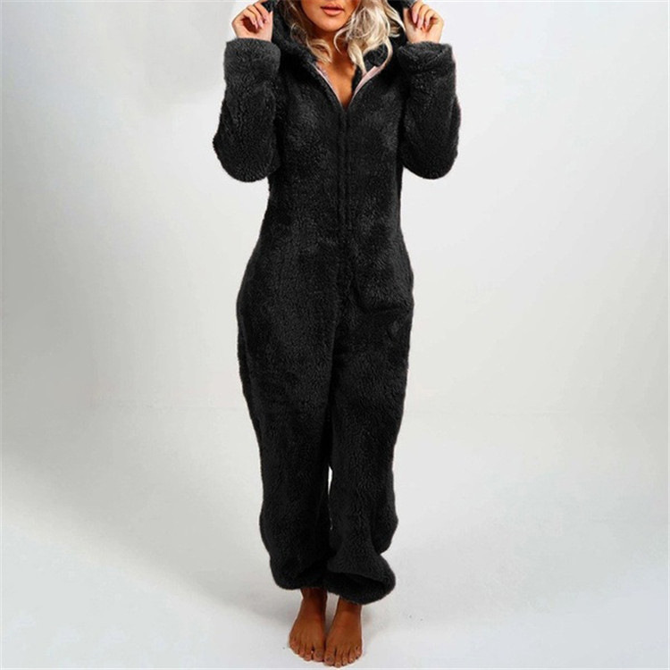 Nuevo Mono de Felpa para Mujer, Otoño-Invierno 2025, Estilo Europeo y Americano, Comercio Transfronterizo, Forrado de Felpa, Grueso, con Capucha, Pijama image 4