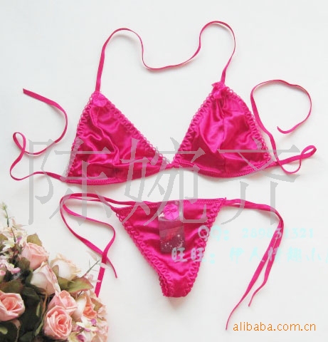 Wholesale supply of sexy lingerie set, strap-on elastic three-point bikini thong 004 set