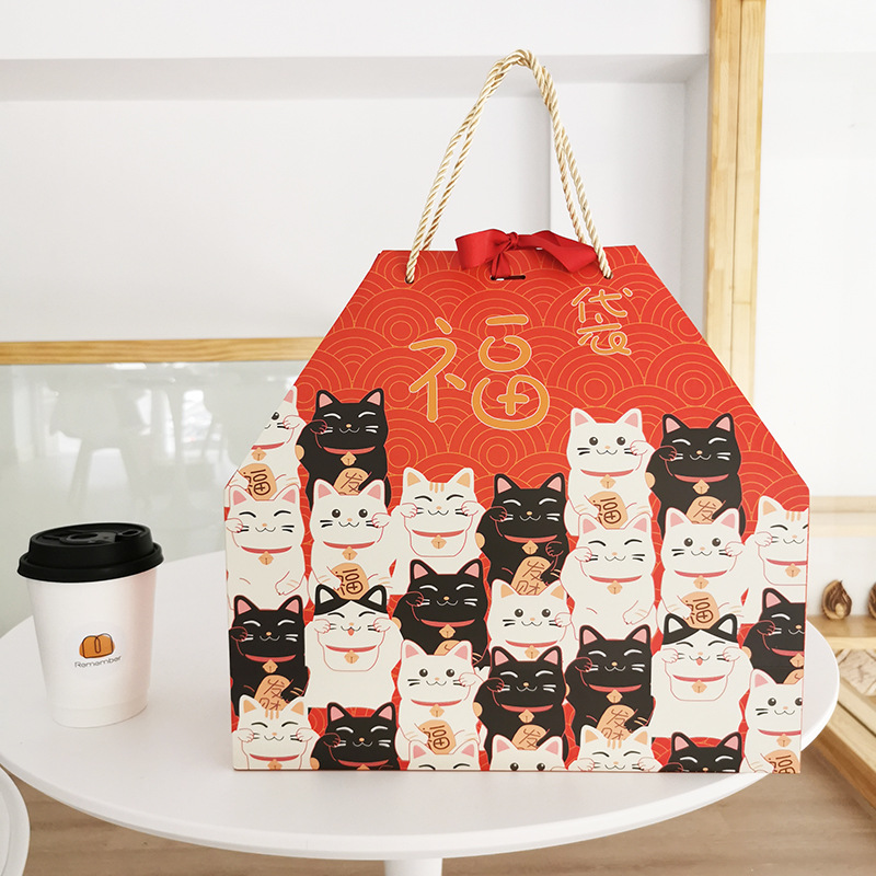 手提纸袋送礼零食大礼包福袋服装烘焙年货包装伴手礼品袋福气满满