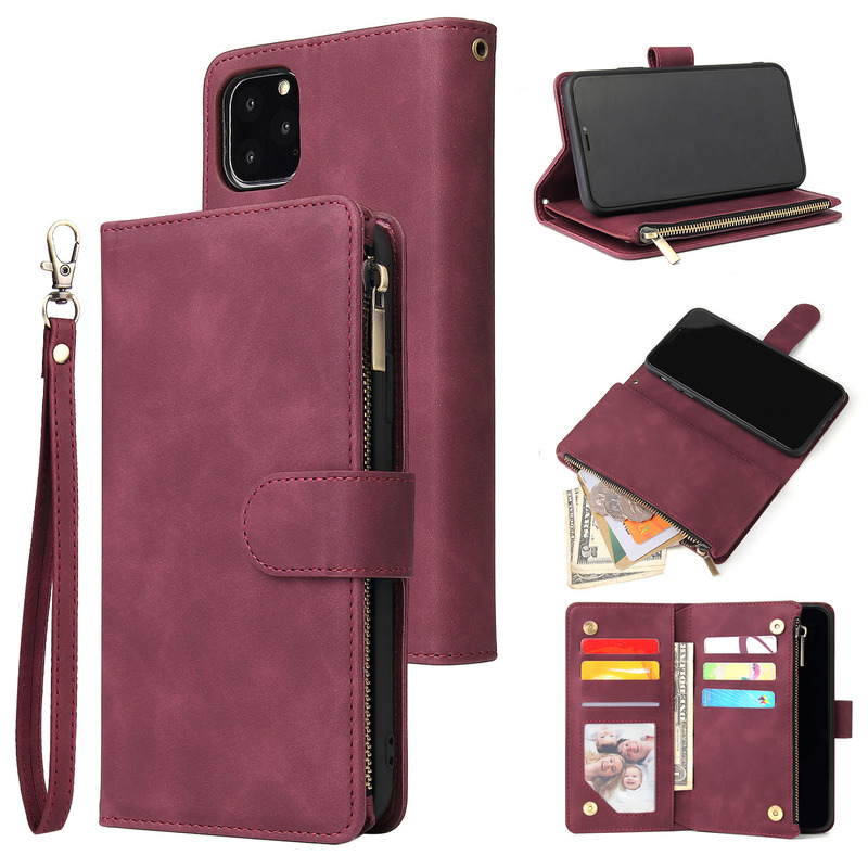 Suitable for iPhone 12 Phone Case Zipper Phone Case Leather Case 17Promax Stand Multi-Card Wallet Leather Case XS Suitable for iPhone 12 Phone Case Zipper Phone Case Leather Case 17Promax Stand Multi-Card Wallet Leather Case XS