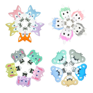 Factory direct infant soothing silicone pacifier rubber animal silicone tooth glue pacifier clip