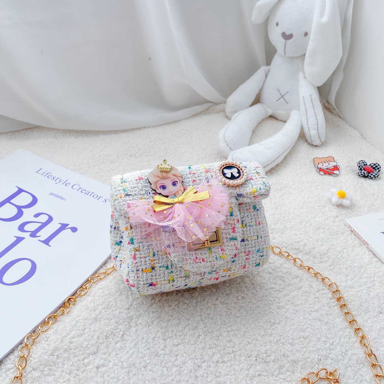 2020 nuevo bolso para niños estilo coreano lindo estilo Chanel hombro bolsa de mensajero moda mini princesa Niña Accesorios bolsa