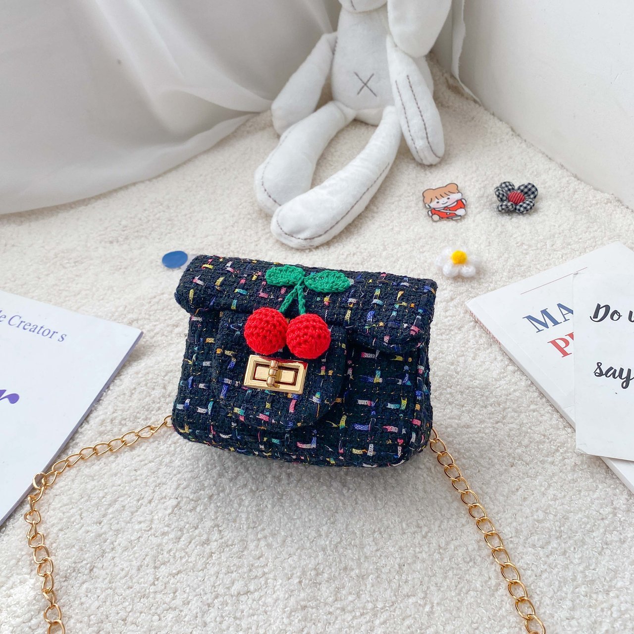 2020 nuevo bolso para niños estilo coreano lindo estilo Chanel hombro bolsa de mensajero moda mini princesa Niña Accesorios bolsa