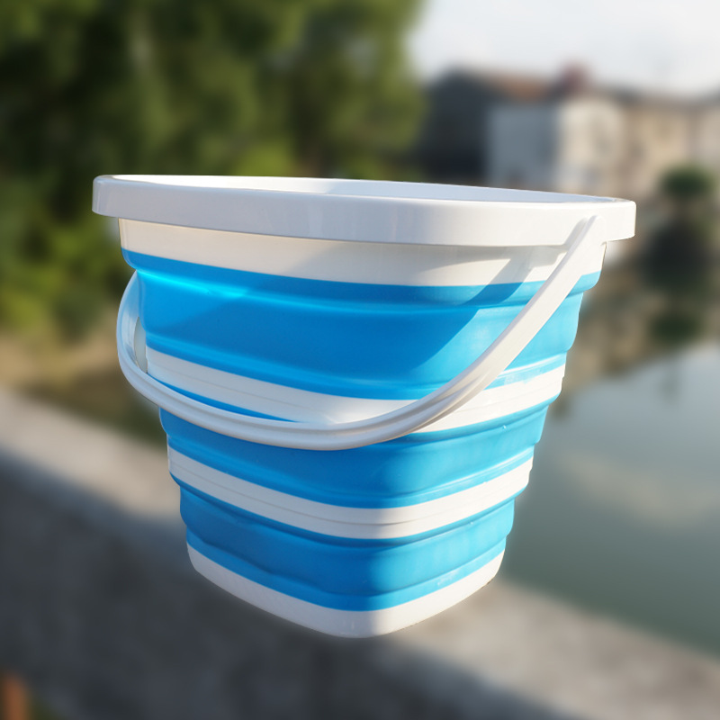 折りたたみプラスチックバレルハンドル付き10リットルポータブル洗浄バレル折りたたみバケツ多目的ペット洗浄バレル