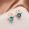 Earrings, three dimensional crystal, Korean style, wholesale, with gem