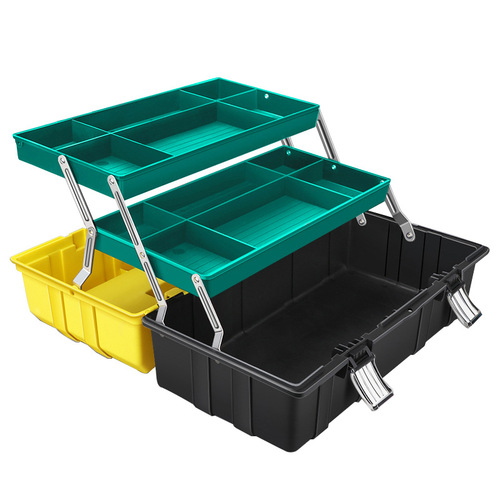 Arrizo three-layer folding tool box multi-functional repair portable electrician box home car hardware storage box