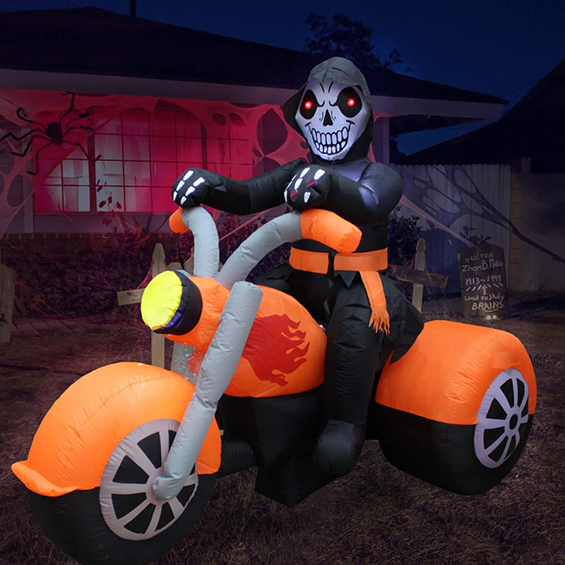 万圣节气模充气南瓜灯卡通制作充气骷髅头骑车气模户外商场美陈